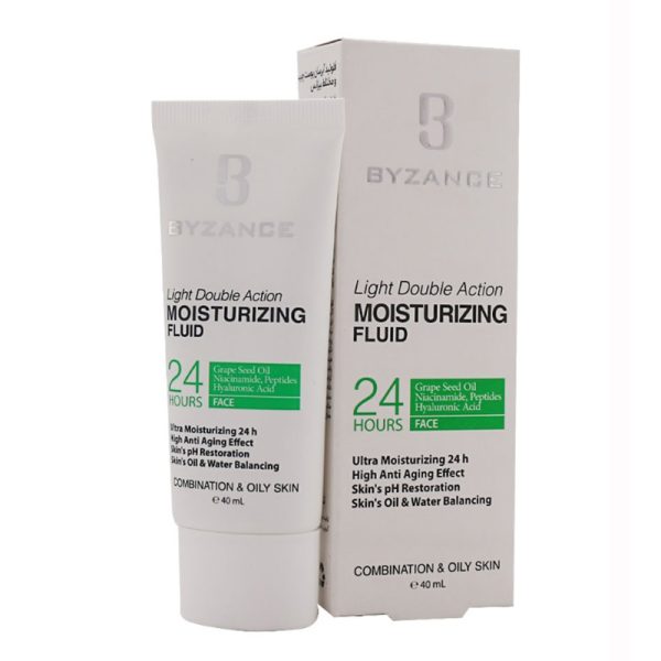 فلوئید آبرسان پوست چرب و مختلط بیزانس Bizance light double action moisturizing fluida